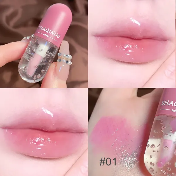 Mini Capsule Shape Glitter Transparent Lip Gloss